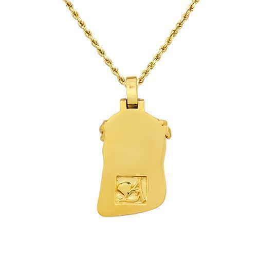 Yellow 14K Yellow Gold Jesus Head Pendant