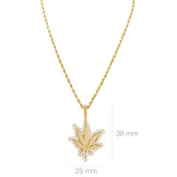 Thumbnail for Rose, White, Yellow 14K Yellow Gold Marijuana Leaf Diamond Pendant 1.00 Ctw