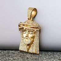 Thumbnail for 14K Yellow Gold Mens Jesus Head Pendant With Round Cut Diamonds 3.00 Ctw