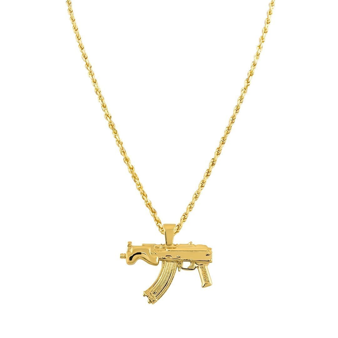 Yellow 14k Yellow Gold Micro Draco AK47 Pistol Pendant