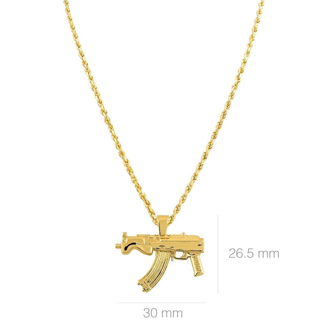 Yellow 14k Yellow Gold Micro Draco AK47 Pistol Pendant