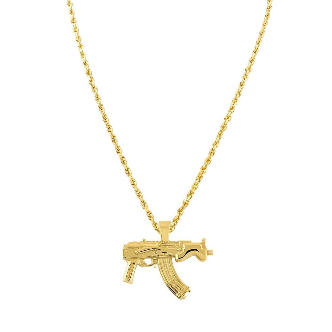 Yellow 14k Yellow Gold Micro Draco AK47 Pistol Pendant