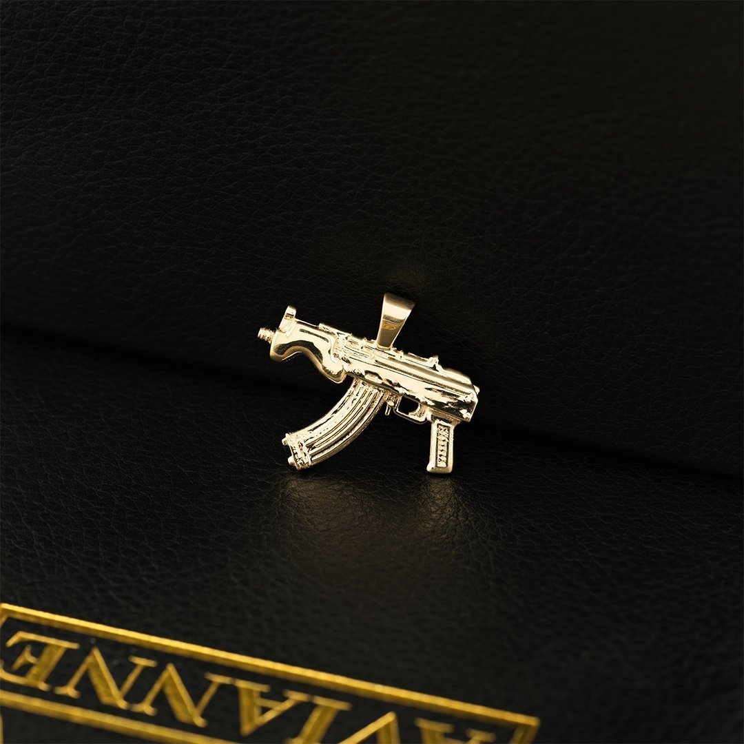 10k Yellow gold Diamond AK 47 Rifle Gun Men's Charm Pendant 0.80ct , ak47  neckl | eBay
