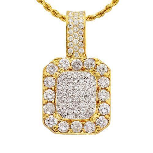 14k Yellow Gold Royal Collection Diamond Pendant Pave 3 ctw