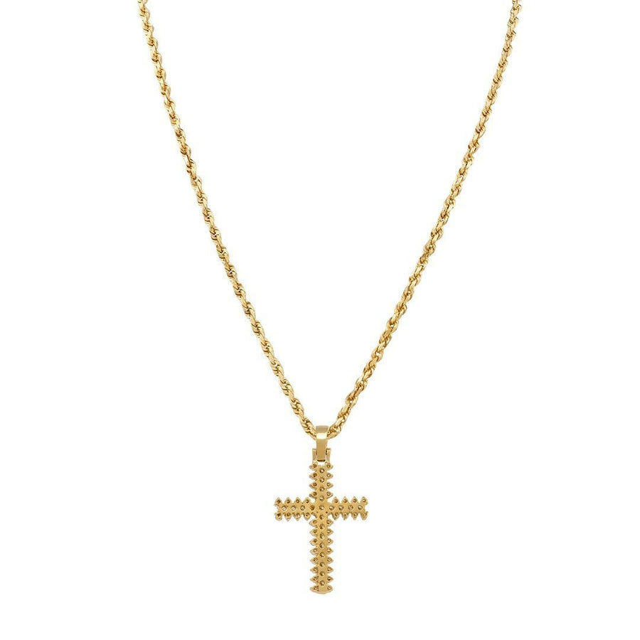 Yellow 14k Yellow Gold Three Row Diamond Cross Pendant 1 Ctw