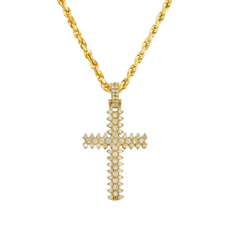 ONEWAY DIAMOND CROSS 20 135cm クロスカントリー 14k Yellow Gold Three Row Diamond Cross Pendant 1.60 Ctw – Avianne