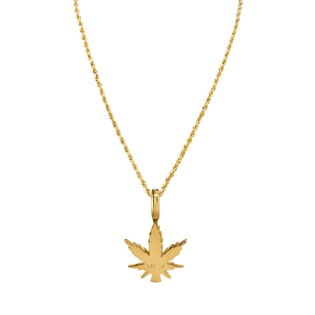 14k Yellow Gold Weed Leaf 0.56 Ctw