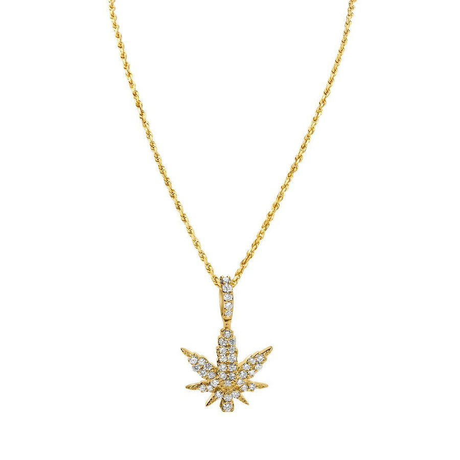 14k Yellow Gold Weed Leaf 0.56 Ctw