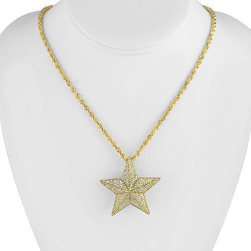 14K Yellow and White Gold Tinker Bell Star Necklace with 1/20 cttw Diamonds  – Irasva