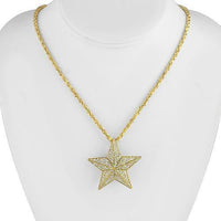 Thumbnail for 14K Yellow Solid Gold Custom Mens Diamond Star Pendant 3.96 Ctw