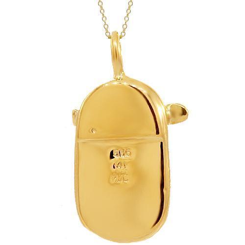 Yellow 14K Yellow Solid Gold Diamond Baby Shoe Pendant 0.07 Ctw