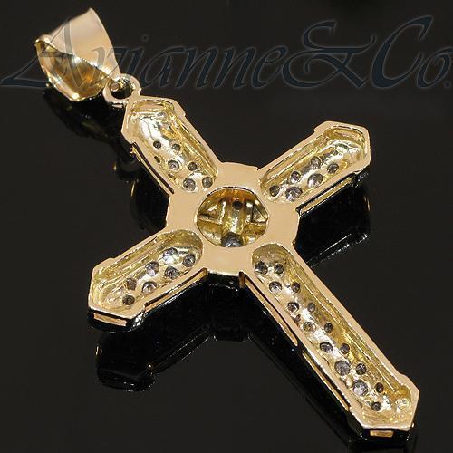 Yellow 14K Yellow Solid Gold Diamond Cross Pendant 2.25 Ctw