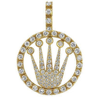 Thumbnail for 14K Yellow Solid Gold Diamond Crown Pendant 4.50 Ctw
