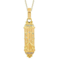 Thumbnail for Yellow 14K Yellow Solid Gold Diamond Mezuzah Pendant 0.25 Ctw