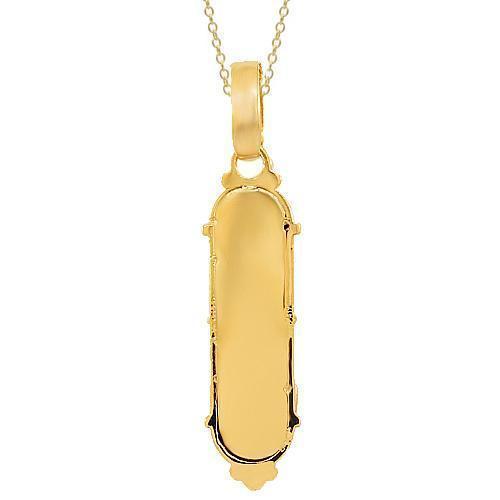 Yellow 14K Yellow Solid Gold Diamond Mezuzah Pendant 0.25 Ctw