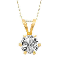 Thumbnail for Yellow 14K Yellow Solid Gold Diamond Solitaire Pendant 0.45 Ctw