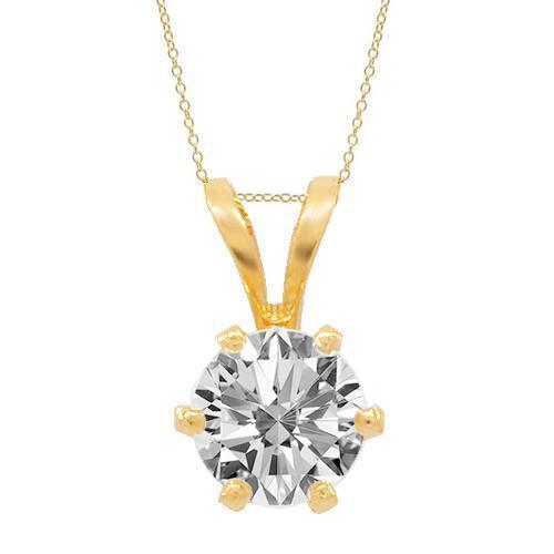 Yellow 14K Yellow Solid Gold Diamond Solitaire Pendant 0.45 Ctw