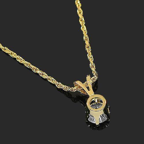 Yellow 14K Yellow Solid Gold Diamond Solitaire Pendant 0.45 Ctw