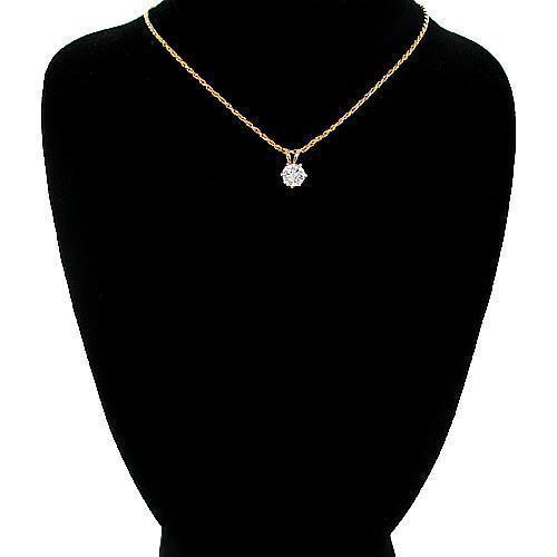 Yellow 14K Yellow Solid Gold Diamond Solitaire Pendant 0.45 Ctw