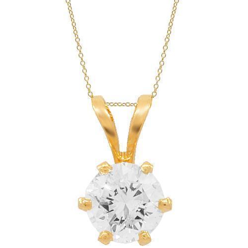 Yellow 14K Yellow Solid Gold Diamond Solitaire Pendant 0.45 Ctw