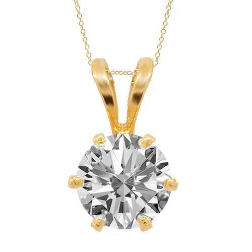 Yellow 14K Yellow Solid Gold Diamond Solitaire Pendant 0.53 Ctw