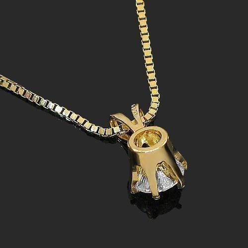 Yellow 14K Yellow Solid Gold Diamond Solitaire Pendant 0.53 Ctw
