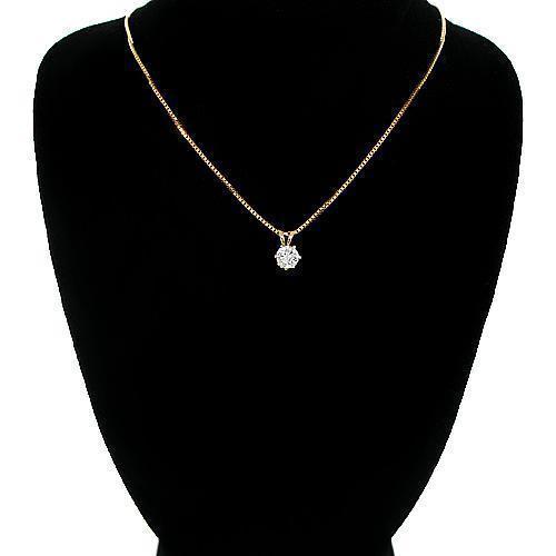 Yellow 14K Yellow Solid Gold Diamond Solitaire Pendant 0.53 Ctw