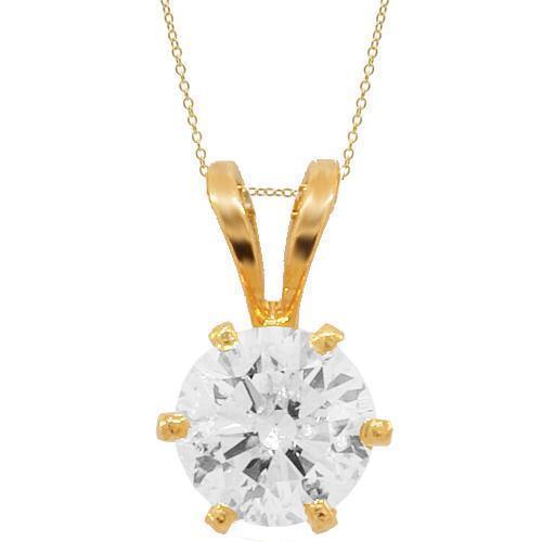 Yellow 14K Yellow Solid Gold Diamond Solitaire Pendant 0.53 Ctw