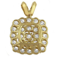 Thumbnail for White, Yellow 14K Yellow Solid Gold Diamond Square Halo Pendant 1.25 Ctw