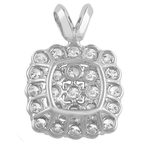 White, Yellow 14K Yellow Solid Gold Diamond Square Halo Pendant 1.25 Ctw