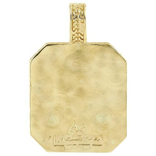 14K Yellow Solid Gold Mens Diamond Custom Made Lion Dog Tag Pendant 1.50 Ctw