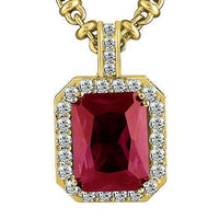 Thumbnail for 14K Yellow Solid Gold Mens Diamond Red Ruby Pendant 25.09 Ctw