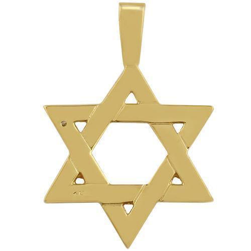 Yellow 14K Yellow Solid Gold Mens Diamond Star of David Pendant 1.50 Ctw
