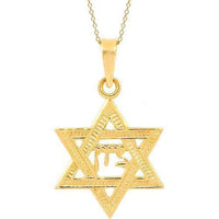 Thumbnail for Yellow 14K Yellow Solid Gold Star of David Pendant