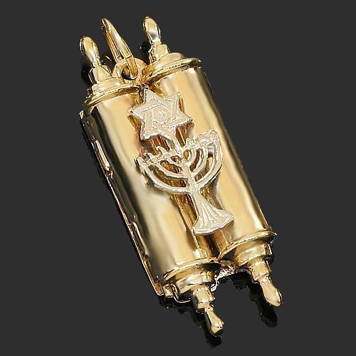 Yellow 14K Yellow Solid Gold Torah Pendant