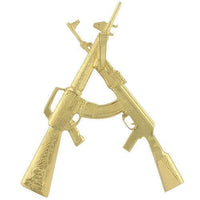 Thumbnail for 14K Yellow Solid Gold Two Rifle Detailed Gun Diamond Initial Letter 'A' Pendant 5.82 Ctw