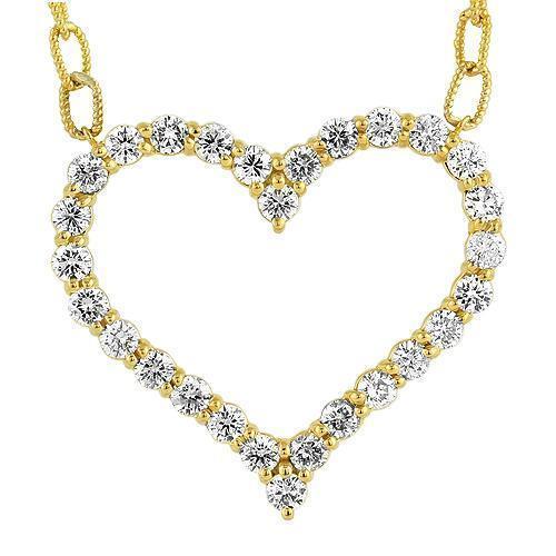 14K Yellow Solid Gold Womens Custom Made Hear Pendant With Round Diamonds 5.50 Ctw