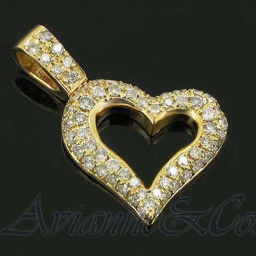 Yellow 14K Yellow Solid Gold Womens Diamond Heart Pendant 1.01 Ctw