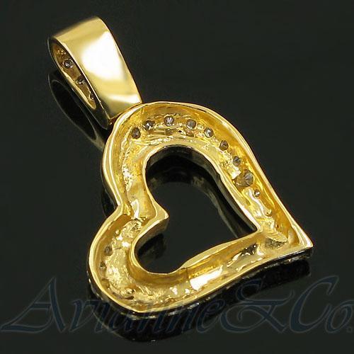 Yellow 14K Yellow Solid Gold Womens Diamond Heart Pendant 1.01 Ctw