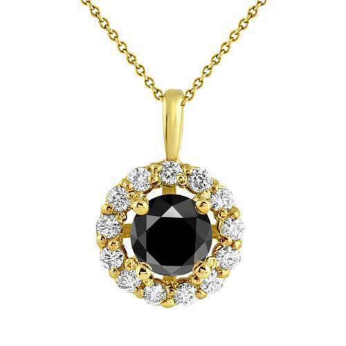 Yellow 14K Yellow Solid Gold Womens Diamond Pave With Black Diamond 1.80 Ctw