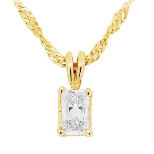 Yellow 14K Yellow Solid Gold Womens Diamond Radiant Cut Solitaire Pendant 0.25 Ctw