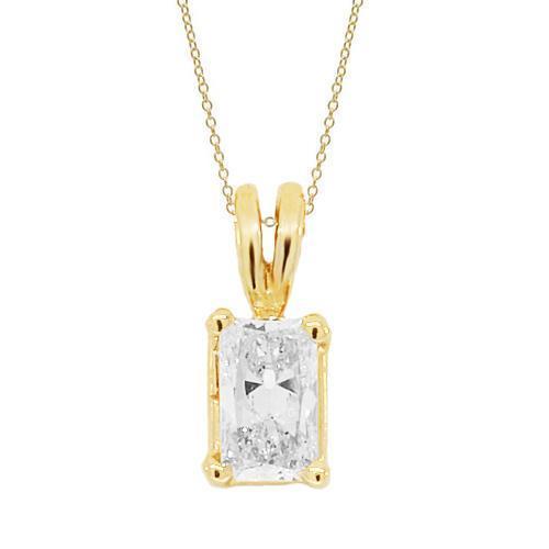 Yellow 14K Yellow Solid Gold Womens Diamond Radiant Cut Solitaire Pendant 0.25 Ctw