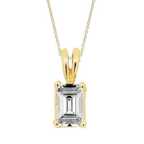 Yellow 14K Yellow Solid Gold Womens Diamond Radiant Cut Solitaire Pendant 0.25 Ctw