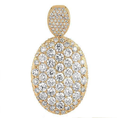 18K Rose Solid Gold Womens Diamond Custom Made Oval Pendant 7.50 Ctw