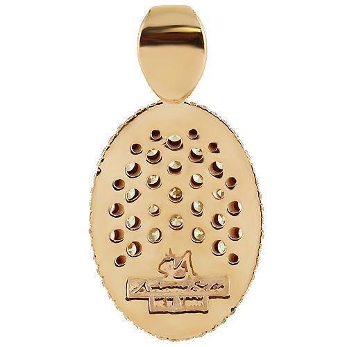 18K Rose Solid Gold Womens Diamond Custom Made Oval Pendant 7.50 Ctw