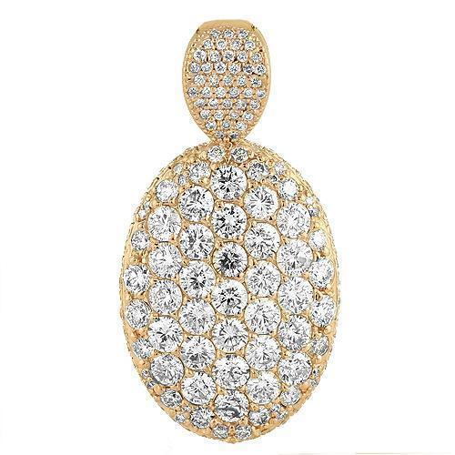 18K Rose Solid Gold Womens Diamond Custom Made Oval Pendant 7.50 Ctw