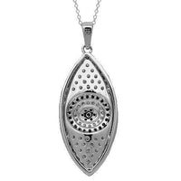 Thumbnail for 18K Solid White Gold Womens Diamond Evil Eye Pendant with Black Diamonds 1.25 Ctw