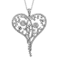 Thumbnail for 18K Solid White Gold Womens Diamond Heart Pendant 2.03 Ctw