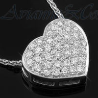Thumbnail for White 18K White Solid Gold Womens Diamond Heart Pendant 0.97 Ctw
