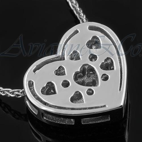 White 18K White Solid Gold Womens Diamond Heart Pendant 0.97 Ctw